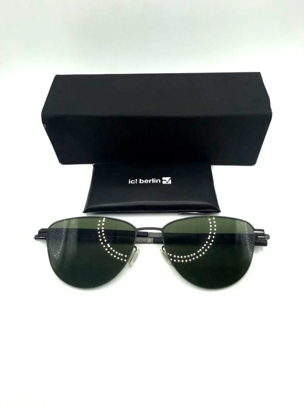 IC! BERLIN PALI-BLACK/GREEN TINTED UNISEX SUNGLASSES 55MM 16 145